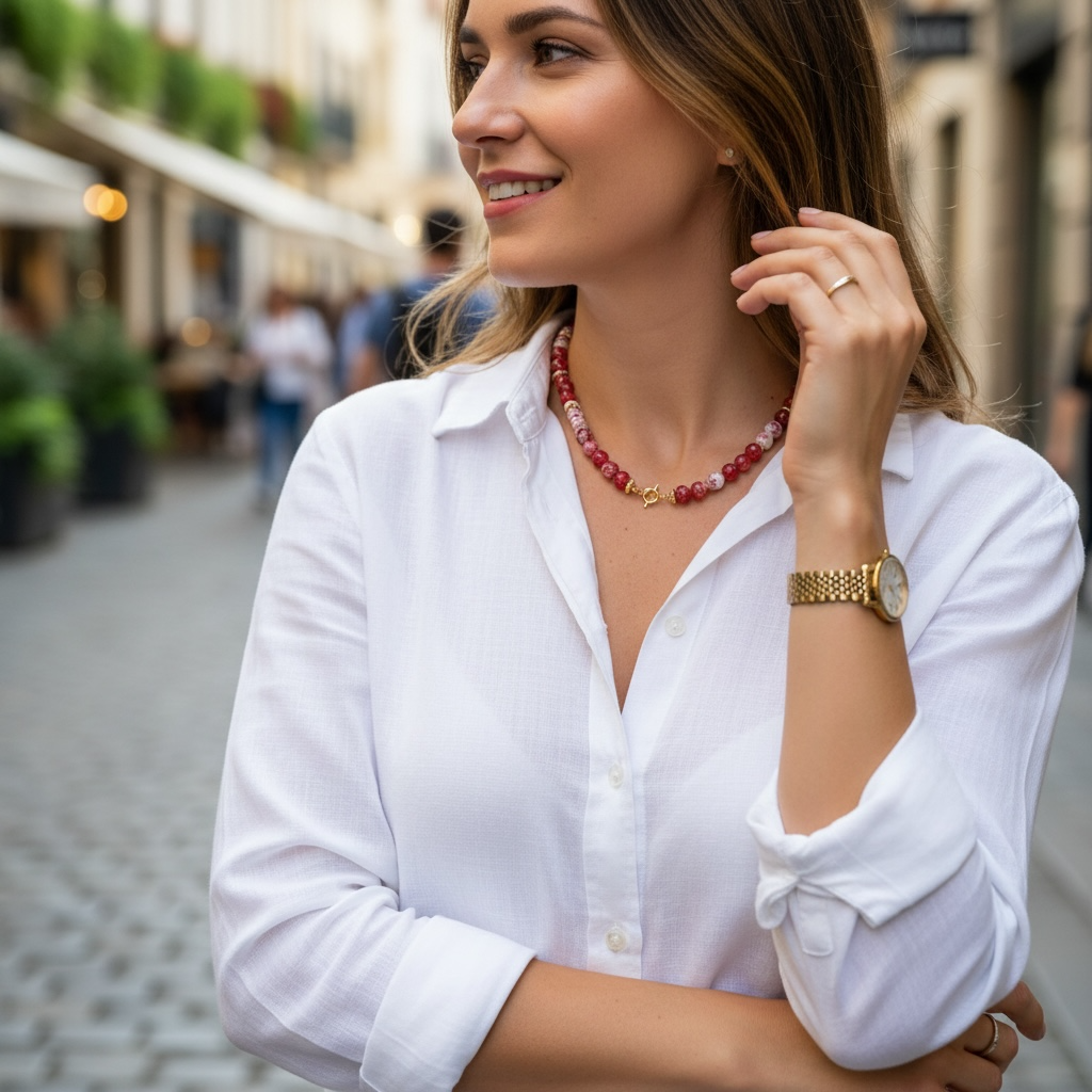 Jewelry - Red Glass Bead Necklace