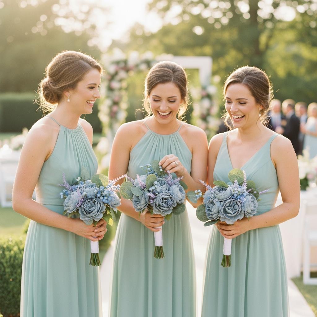 BRIDESMAID BOUQUETS BLUE DREAM