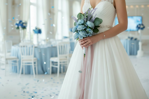 Blue Dream bridal bouquet blue silk flowers wedding – True Moments Company