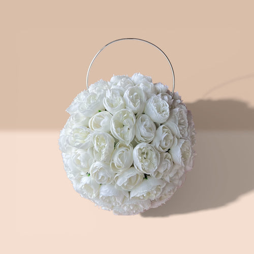 Pearl bridal bouquet white silk flowers elegant wedding – True Moments Company
