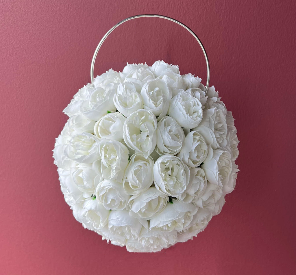 Pearl bridal bouquet white silk flowers elegant wedding – True Moments Company
