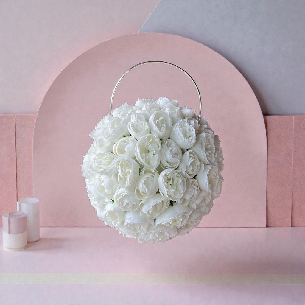 Pearl bridal bouquet white silk flowers elegant wedding – True Moments Company