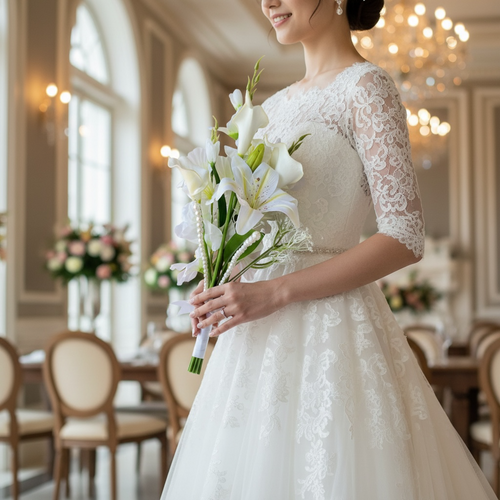 Pearl Kiss bridal bouquet white silk flowers wedding – True Moments Company
