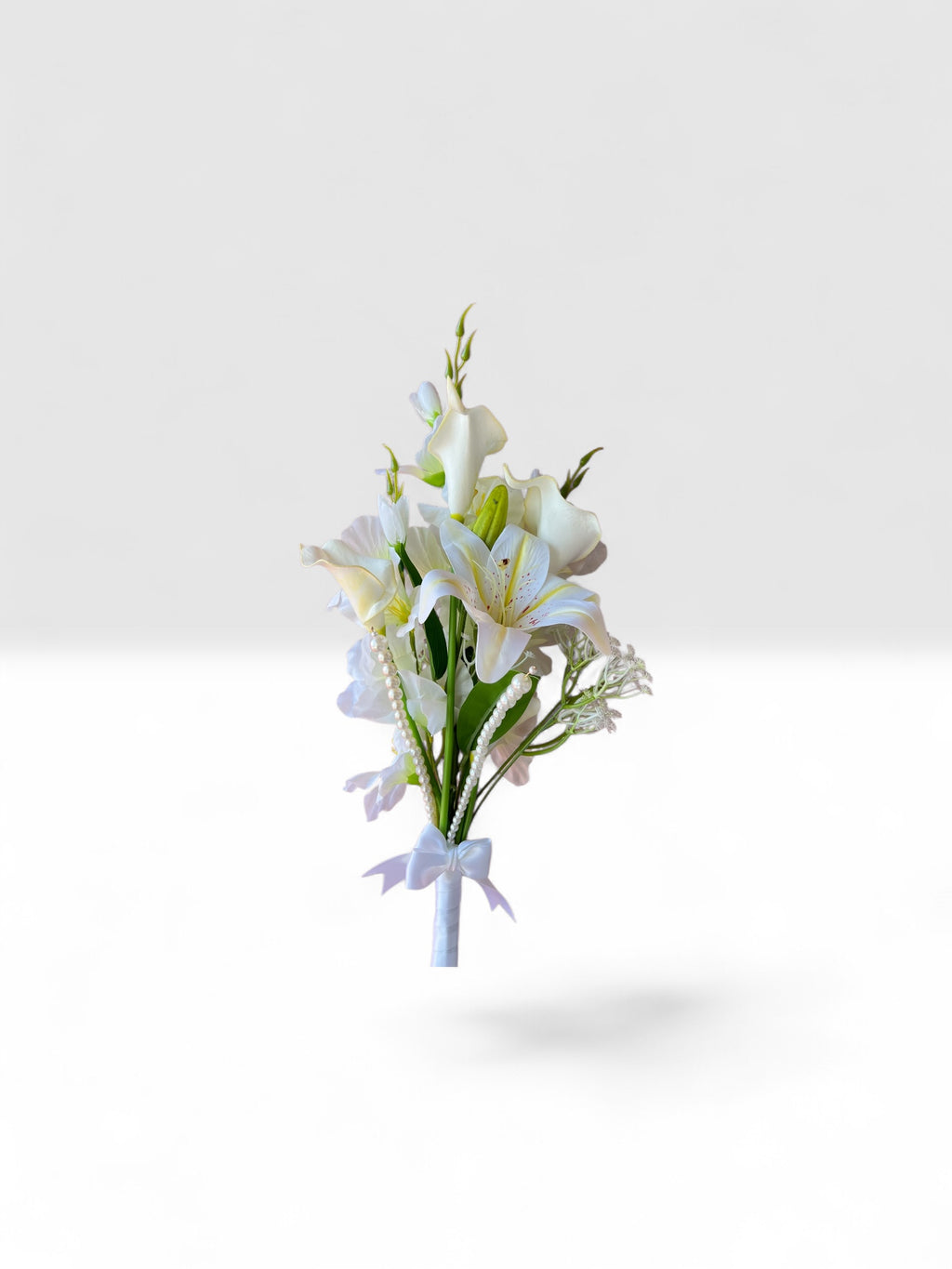 Pearl Kiss bridal bouquet white silk flowers wedding – True Moments Company