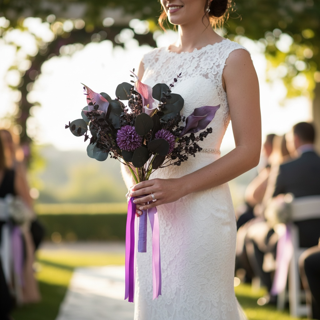 Purple Harmony bridal bouquet lavender silk flowers wedding – True Moments Company