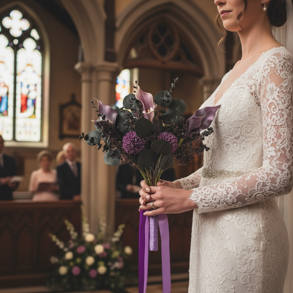 Purple Harmony bridal bouquet lavender silk flowers wedding – True Moments Company
