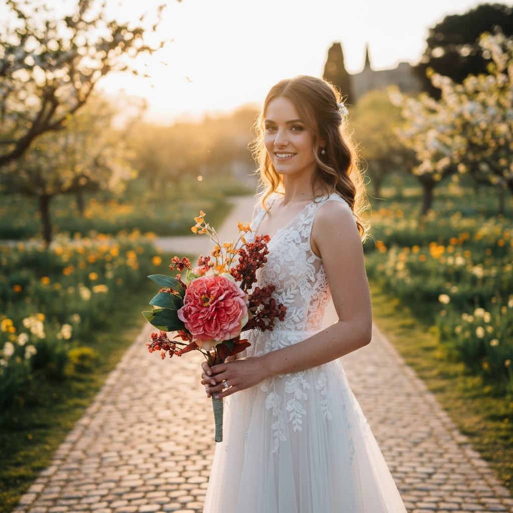 Sunset bridal bouquet warm tones silk flowers wedding – True Moments Company