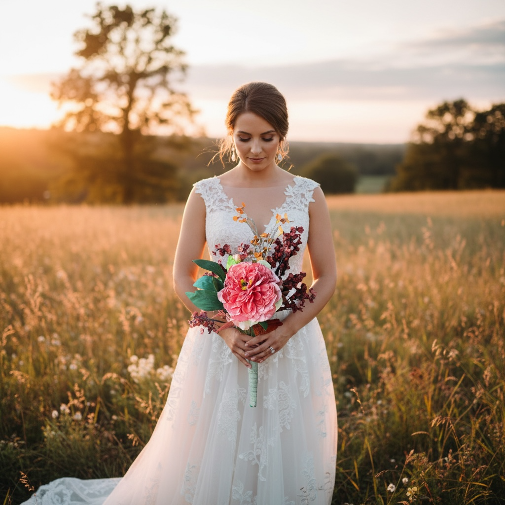 Sunset bridal bouquet warm tones silk flowers wedding – True Moments Company