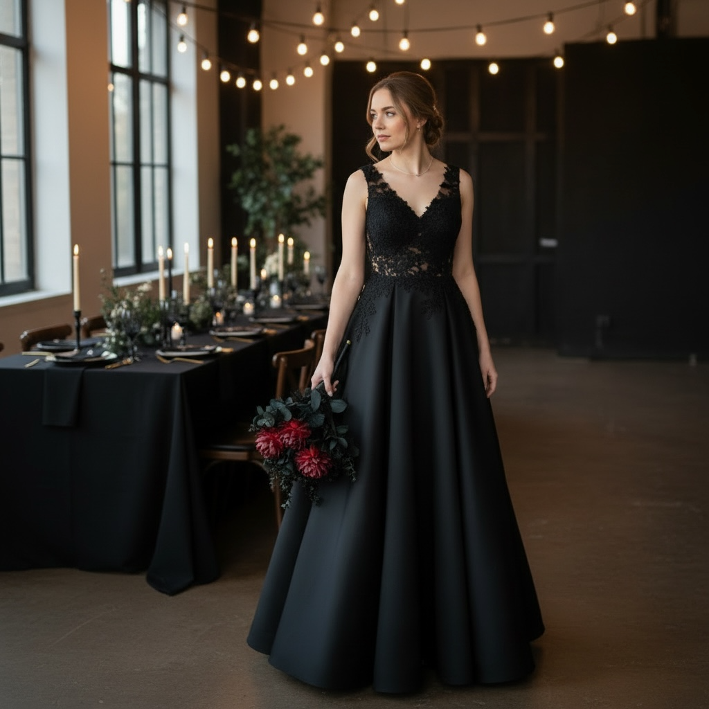 Wednesday bridal bouquet dark floral silk wedding – True Moments Company
