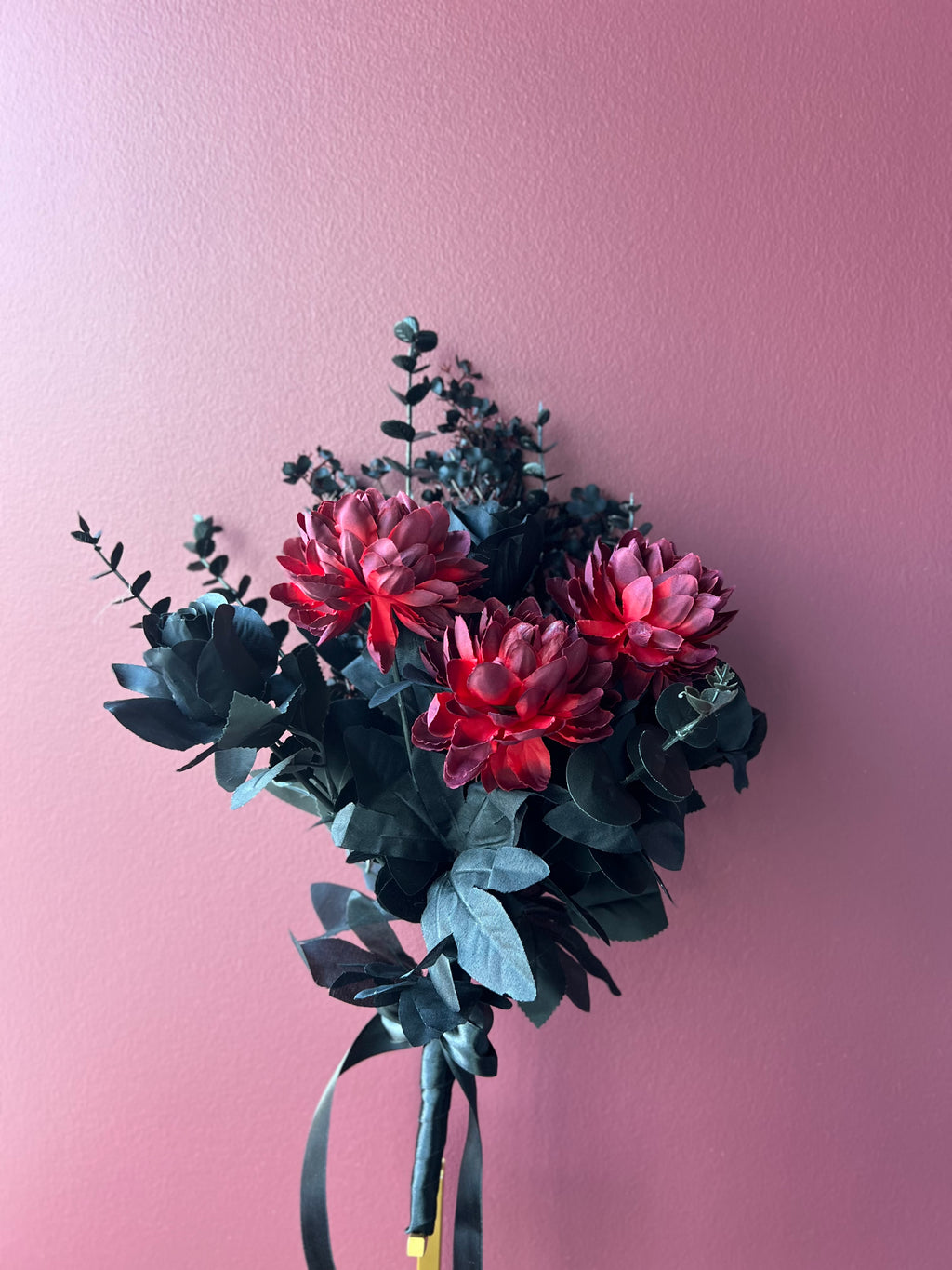 Wednesday bridal bouquet dark floral silk wedding – True Moments Company
