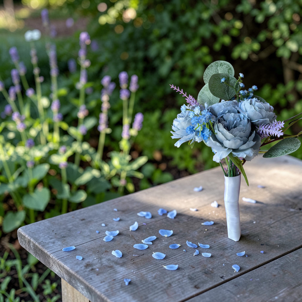 Blue Dream bridesmaid bouquet blue silk flowers wedding – True Moments Company