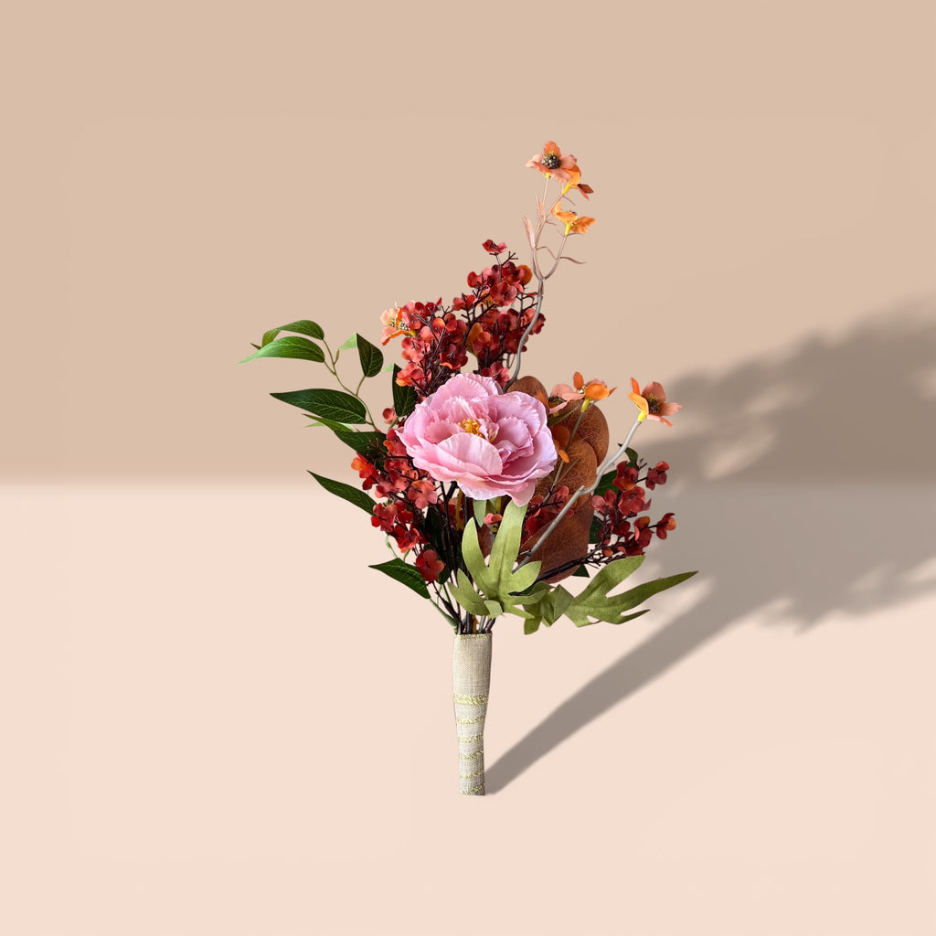Sunset bridesmaid bouquet warm tones silk flowers wedding – True Moments Company