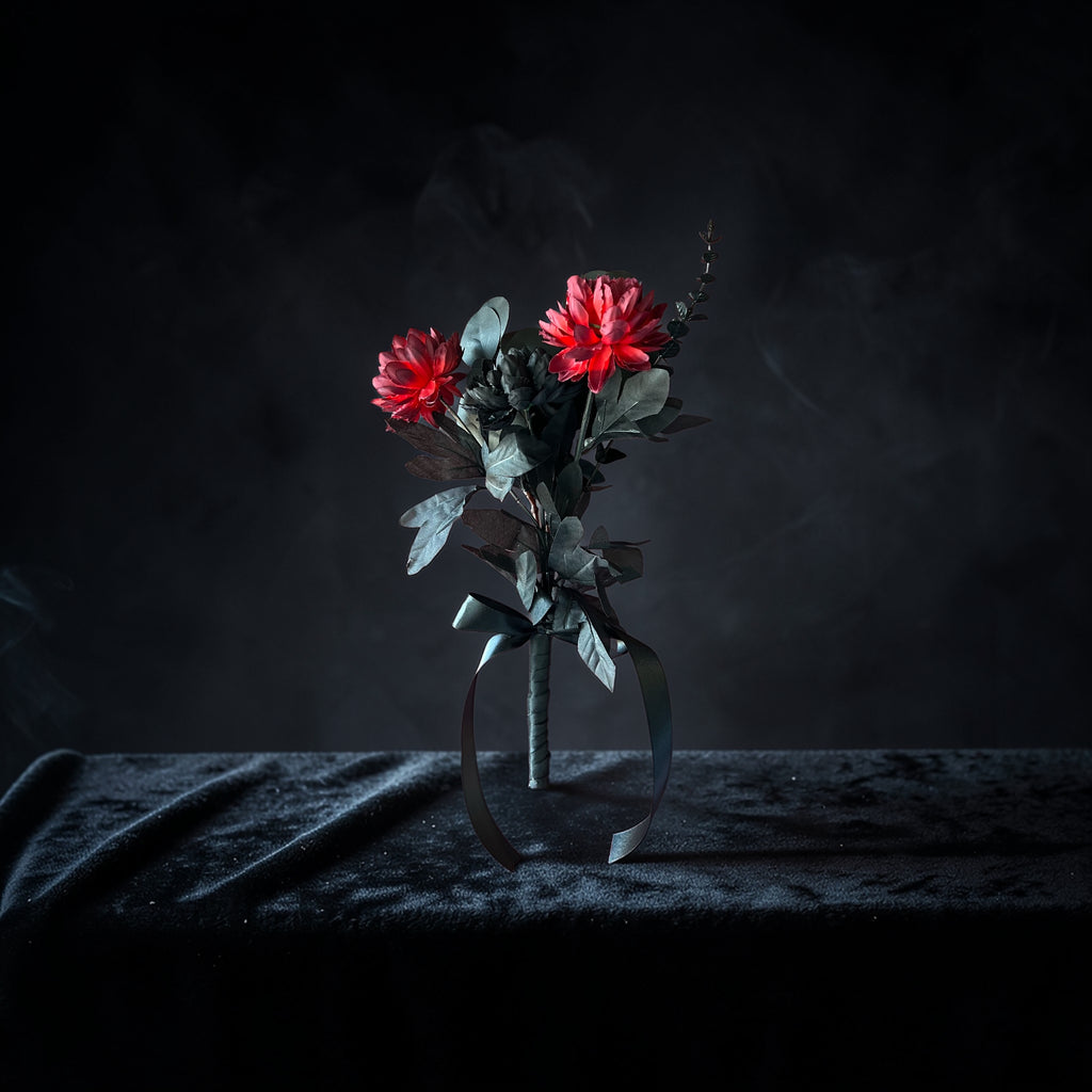Wednesday bridesmaid bouquet dark floral silk wedding party – True Moments Company