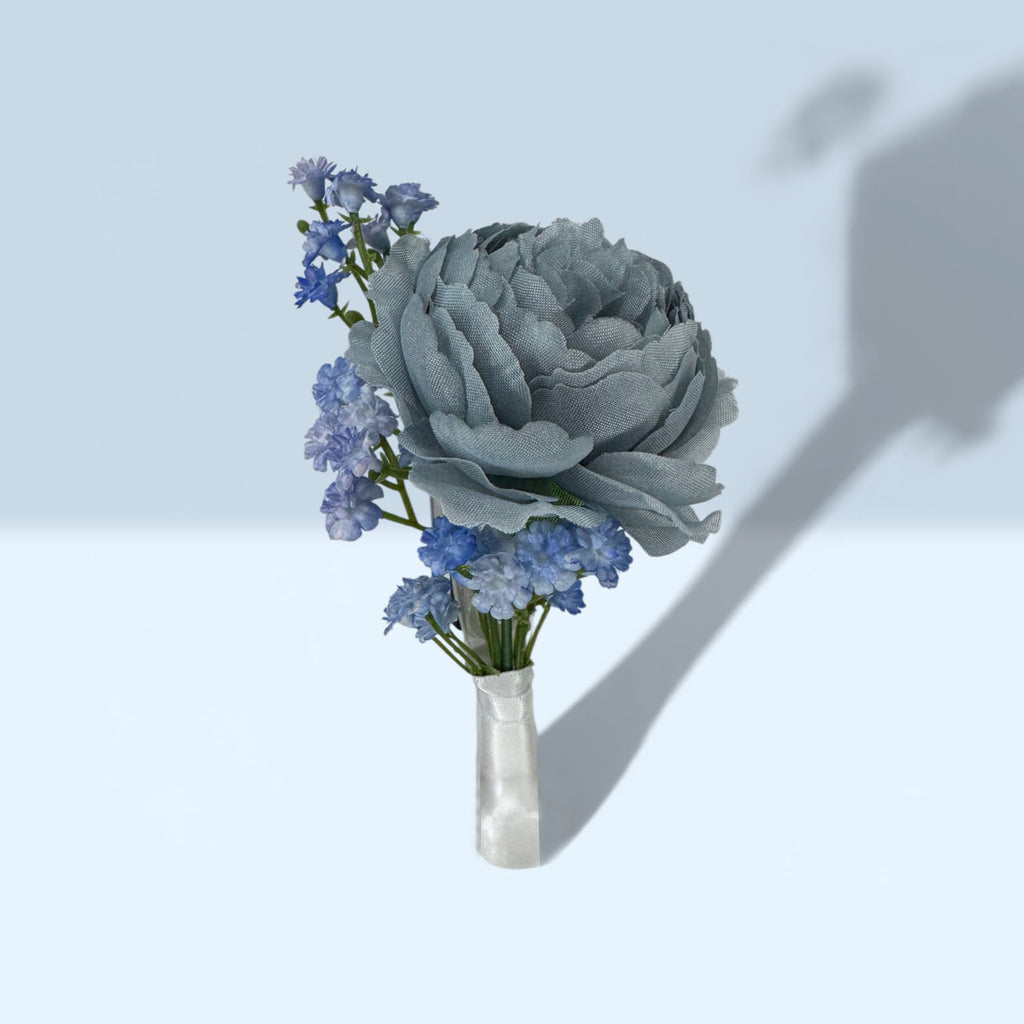 Blue Dream groom boutonniere silk flower wedding – True Moments Company
