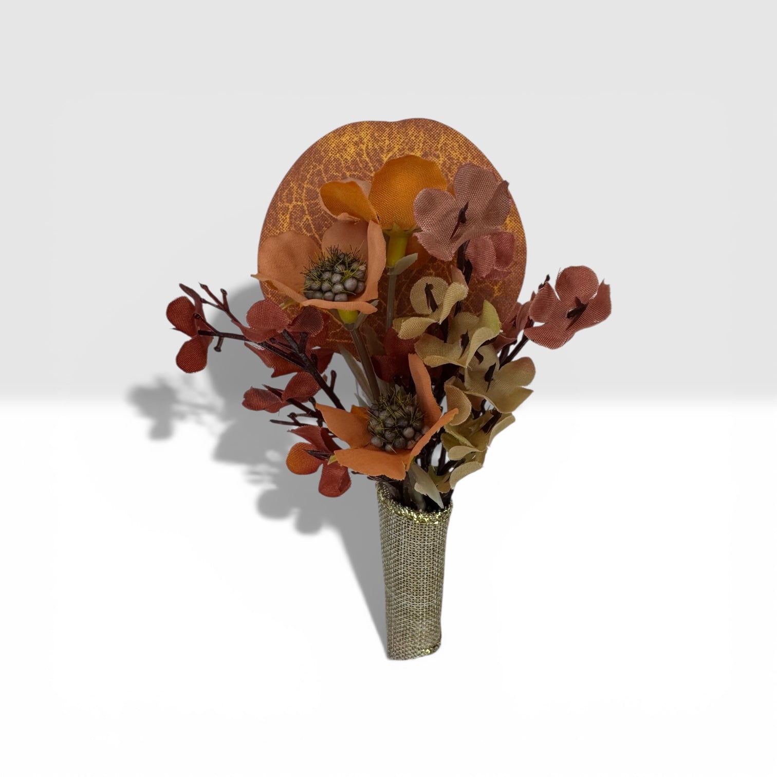 Sunset groom boutonniere warm tones silk flower wedding – True Moments Company