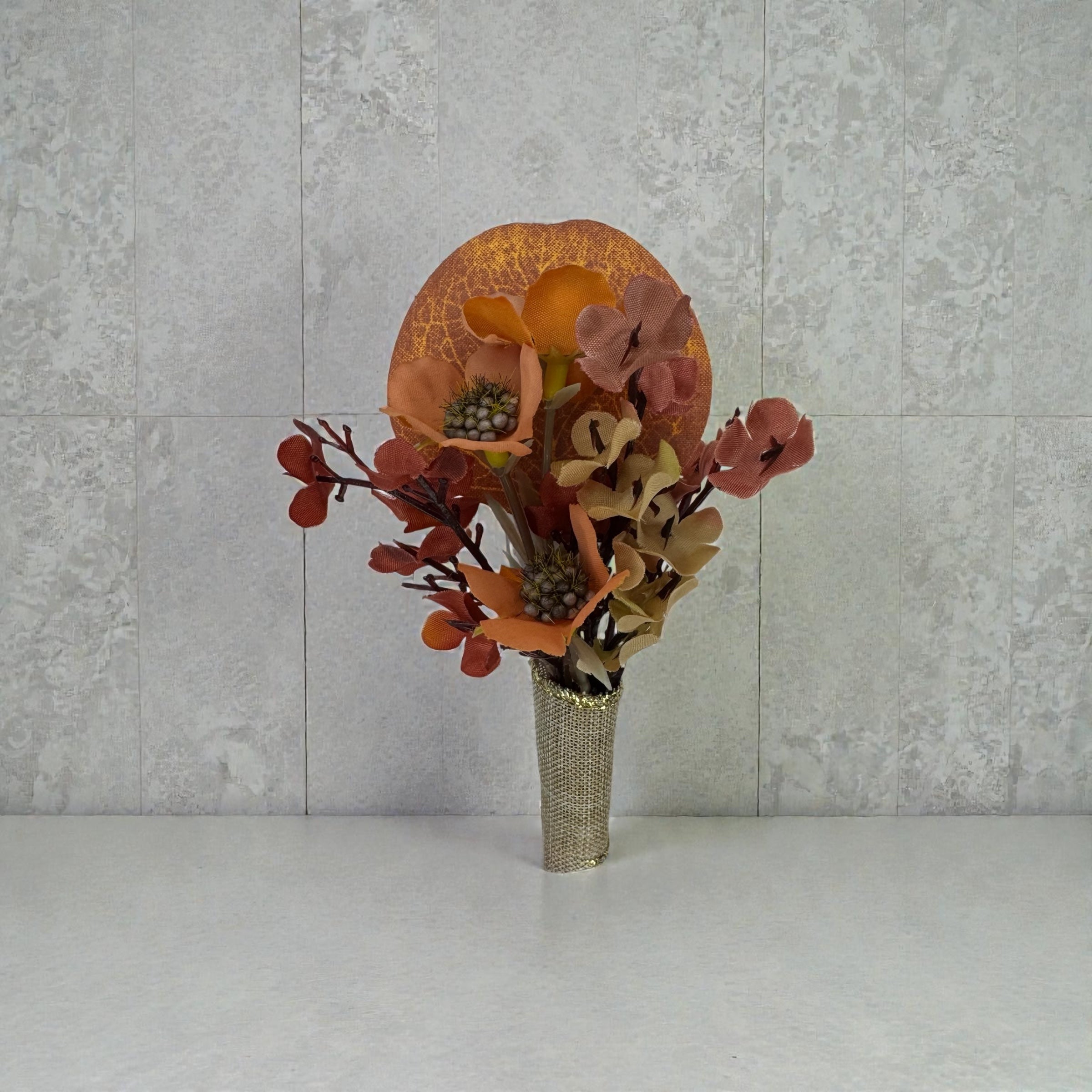 Sunset groom boutonniere warm tones silk flower wedding – True Moments Company