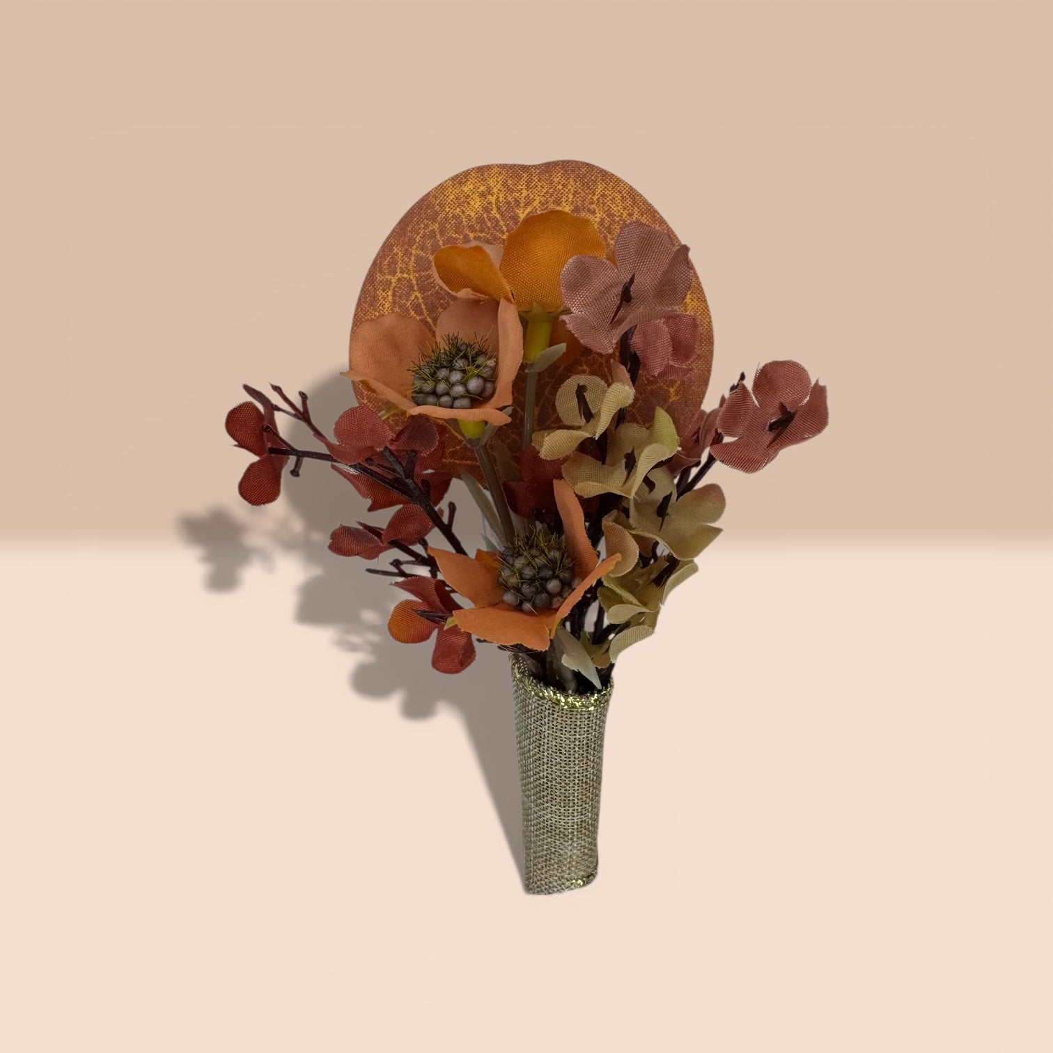 Sunset groom boutonniere warm tones silk flower wedding – True Moments Company