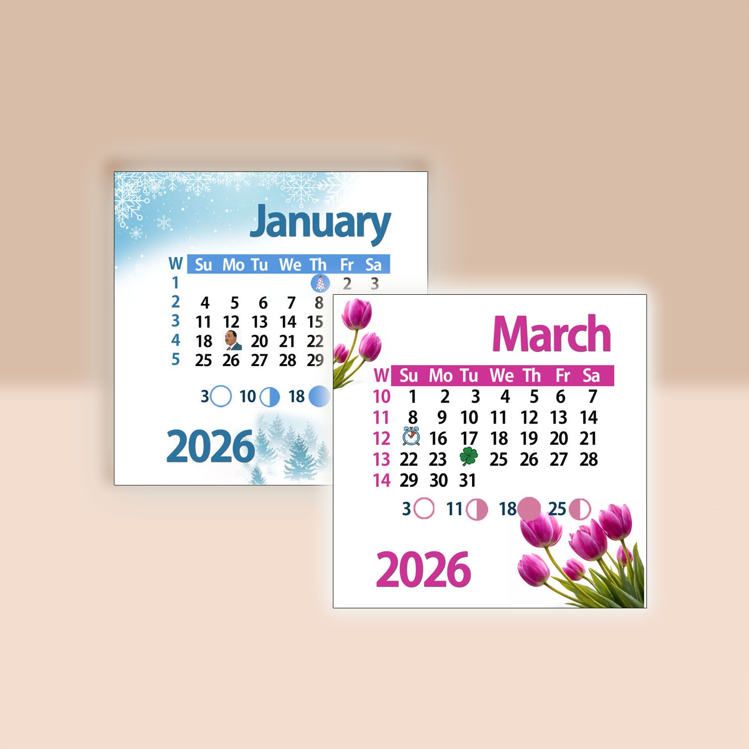 2026 calendar decorative magnet seasonal – True Moments Company