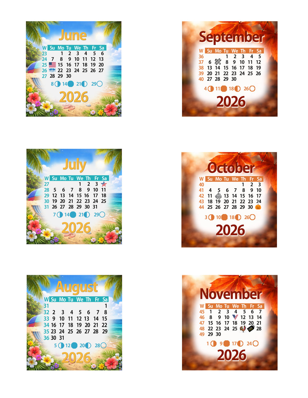 2026 calendar decorative magnet seasonal – True Moments Company