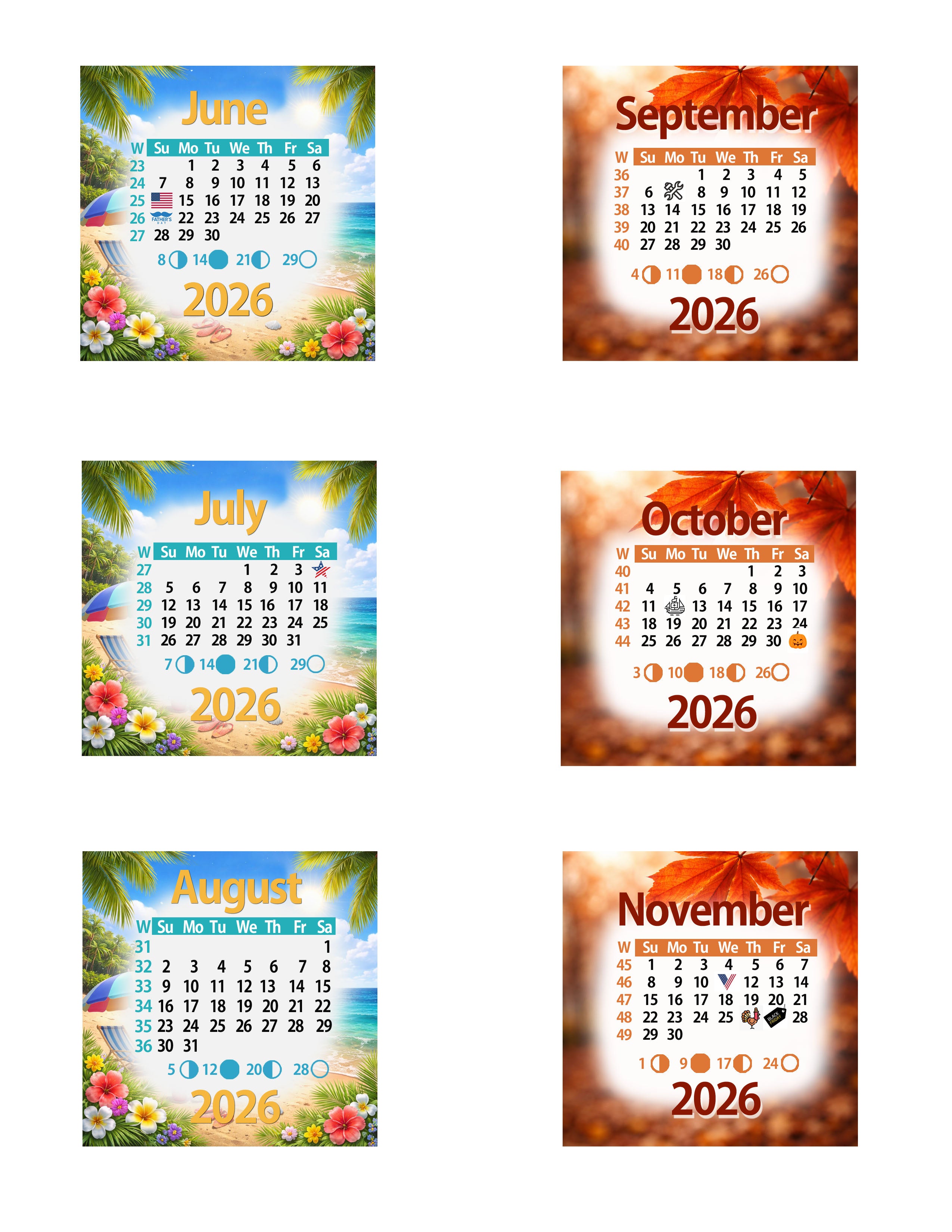 2026 calendar decorative magnet seasonal – True Moments Company