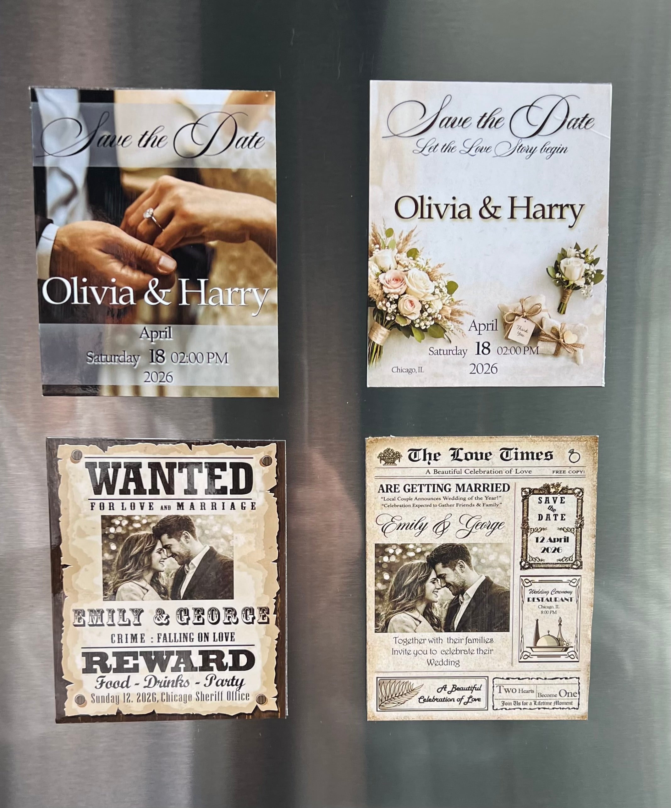 Save the Date magnet wanted style wedding – True Moments Company
