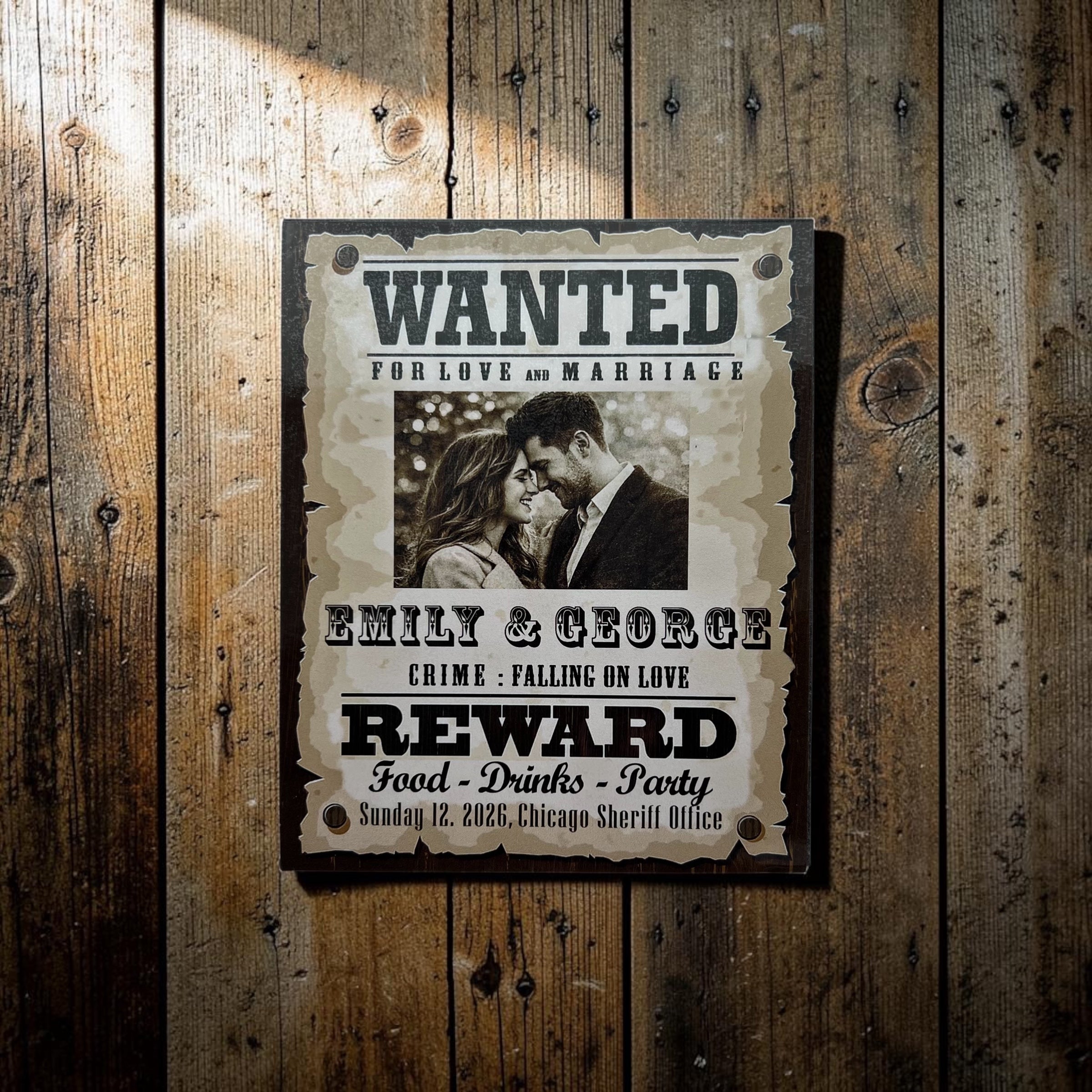 Save the Date magnet wanted style wedding – True Moments Company